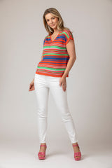 Bright Stripe Silk and Linen T-Shirt | Esthēme Cachemire | Sarah Thomson Melrose | How to style your Spring outfit