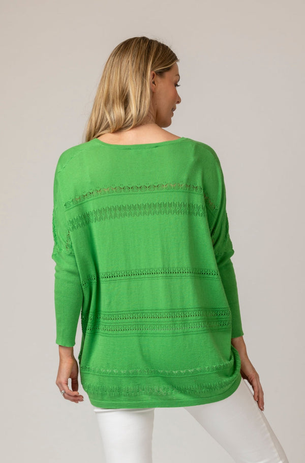 Pointelle Knit Jumper V-Neck in Mojito Green | Esthēme Cachemire | Sarah Thomson | Trending Knitwear