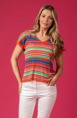 Bright Stripe Silk and Linen T-Shirt | Esthēme Cachemire | Sarah Thomson Melrose