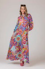 The Liza Linen Maxi Dress in Disco Print | Sartoria Saracena