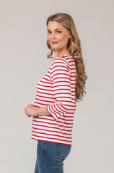 Galathee II Red and White Striped 3/4 Top | Saint James | NEW