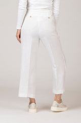 Maine S White Cropped Linen Trousers | Brax