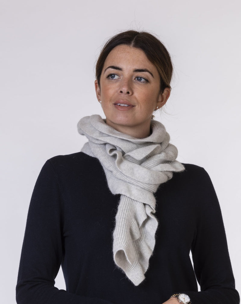 Wool Ruffle Scarf in Grey | Sarah Thomson Knitwear