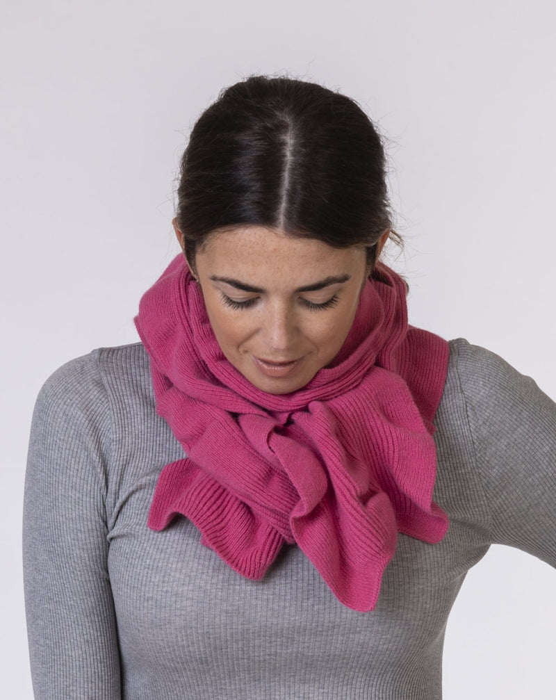 Wool Ruffle Scarf in Pink | Sarah Thomson Knitwear