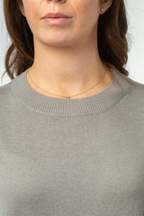 Sarah Thomson x Estheme Cachemire S/S21 - Silk Backed Cashmere T-Shirt in Grey - Detail