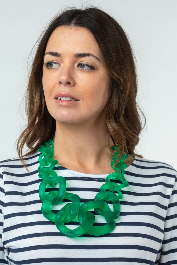 Chunky Green Acrylic Chain Necklace - Sarah Thomson Accessories