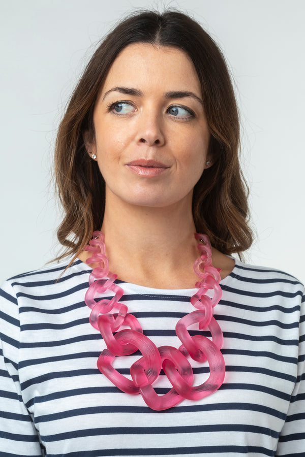 Chunky Pink Acrylic Chain Necklace - Sarah Thomson Accessories