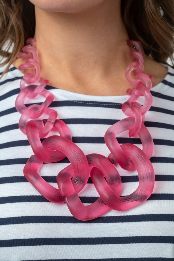 Chunky Pink Acrylic Chain Necklace - Sarah Thomson Accessories - Details