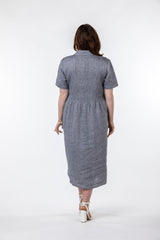Sarah Thomson x Sartoria Saracena S/S22 - The Pin Tuck Midi Dress in Dusty Blue