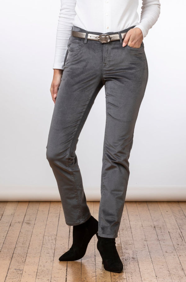 Mary Fine Corduroy Five-Pocket Trousers in Grey | Brax
