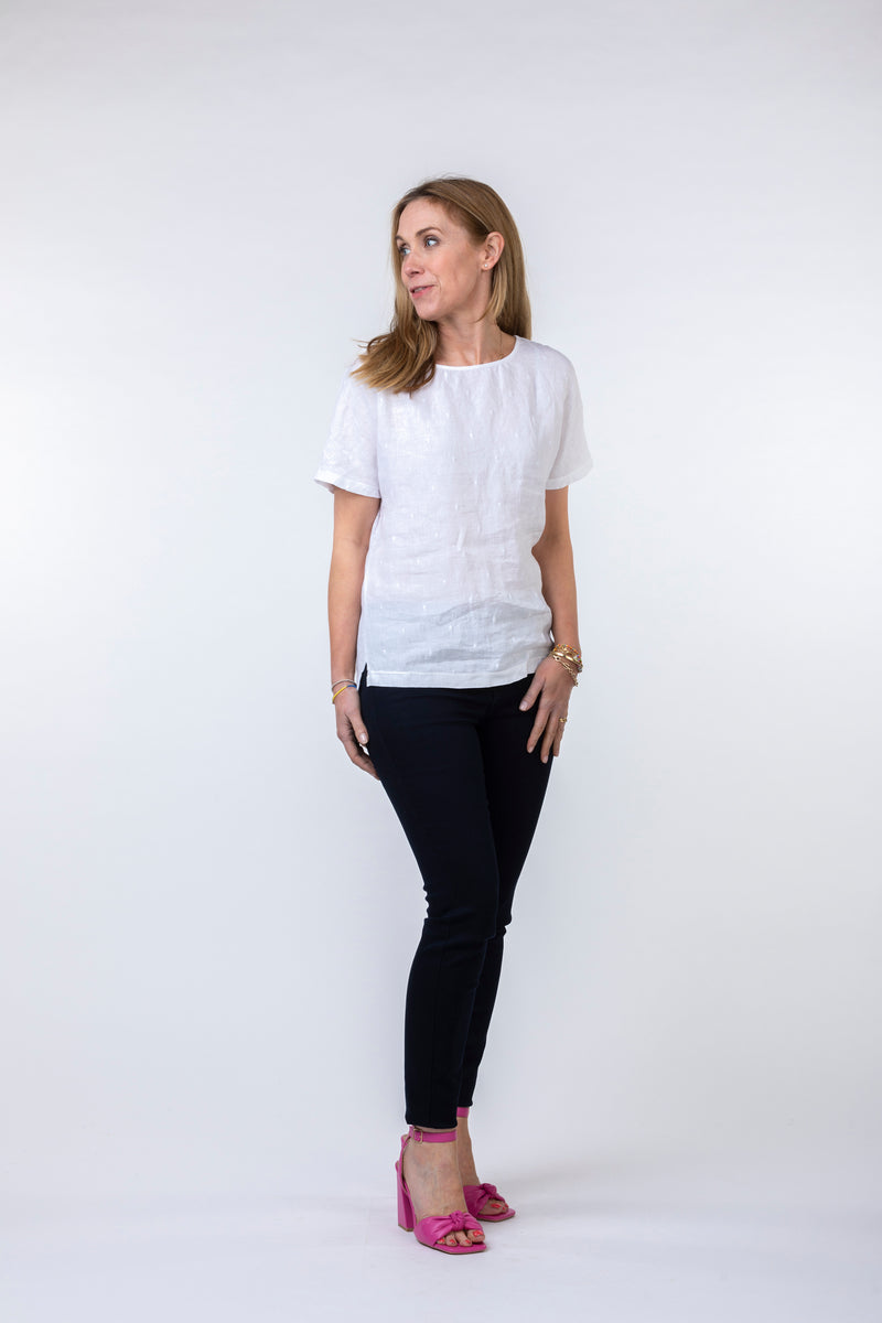 Pinata Linen Short Sleeve Blouse - Belluna S/S22 - Sarah Thomson Melrose