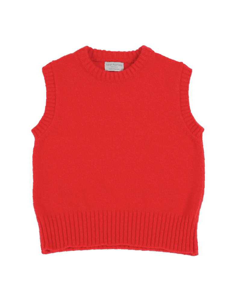 NEW Scottish-Made Geelong Wool Tank Top in Coral | Sarah Thomson Knitwear