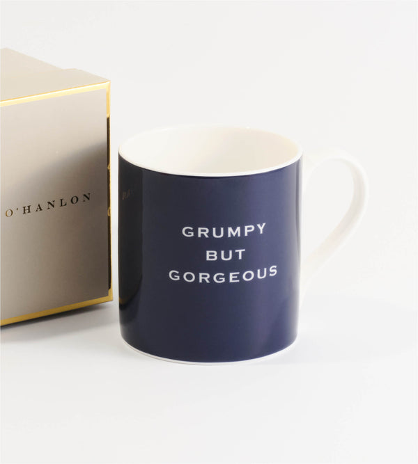 'Grumpy But Gorgeous' Mug in Navy | Susan O'Hanlon