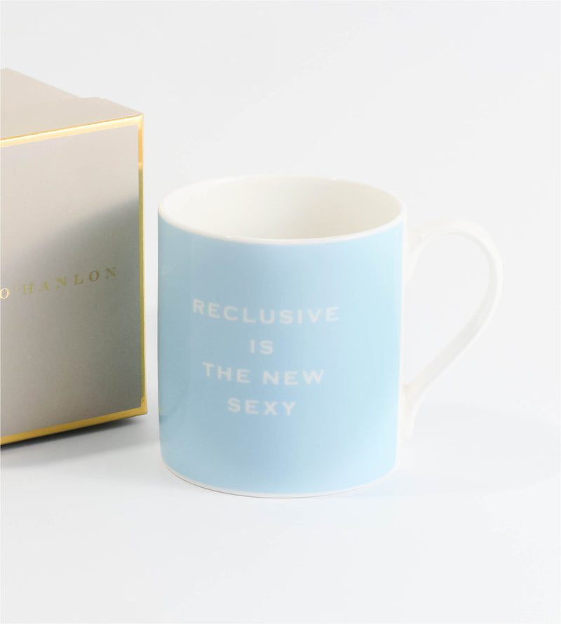 'Reclusive is the new Sexy' Mug in Baby Blue | Susan O'Hanlon