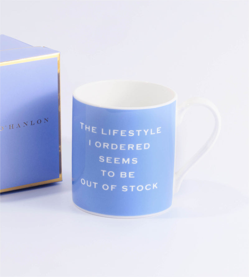 'The lifestyle I ordered seems to be out of stock' Mug in Blue | Susan O'Hanlon