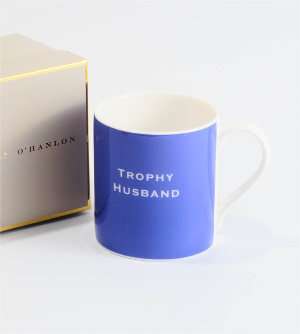 'Trophy Husband' Mug in Blue | Susan O'Hanlon