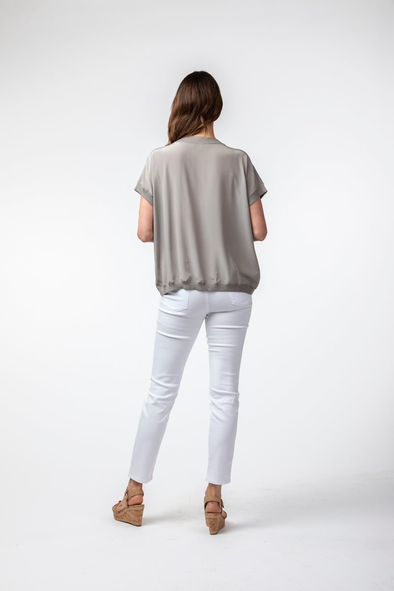 Sarah Thomson x Estheme Cachemire S/S21 - Silk Backed Cashmere T-Shirt in Grey