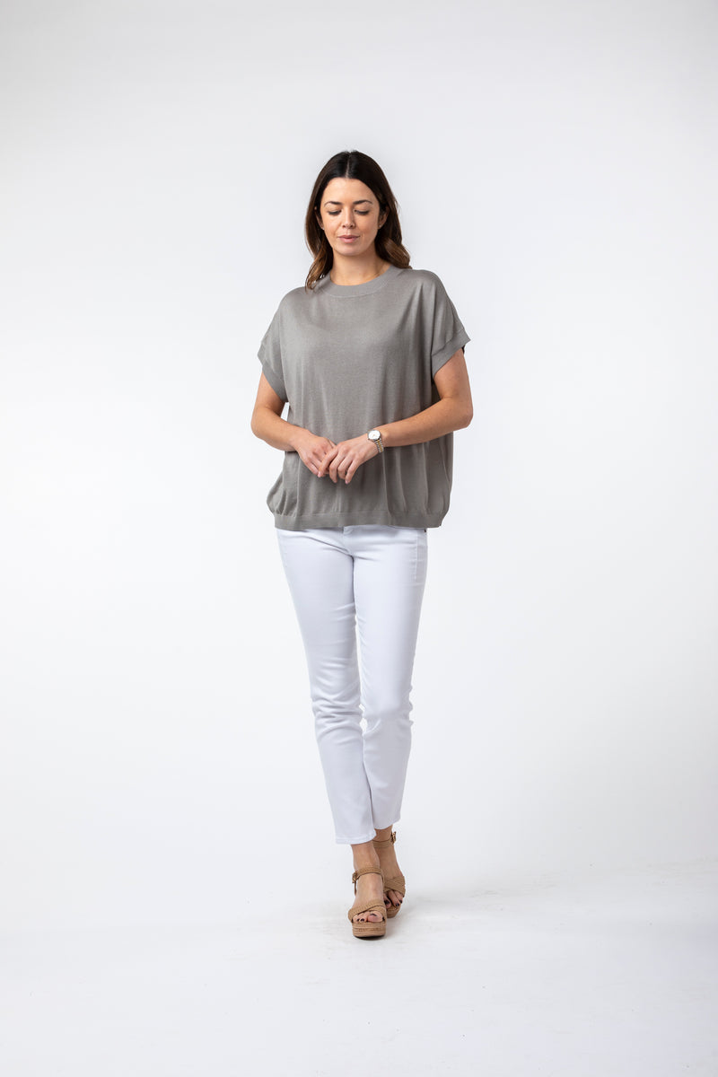 Sarah Thomson x Estheme Cachemire S/S21 - Silk Backed Cashmere T-Shirt in Grey