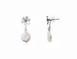 Flower Stud Pearl Droplet Earrings | Sarah Thomson